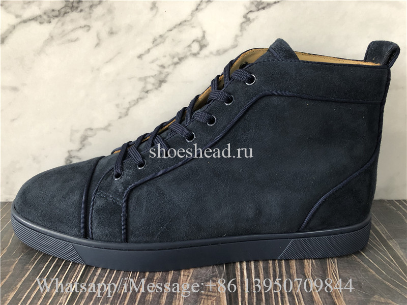 Christian Louboutin Flat High Top Navy Blue Suede