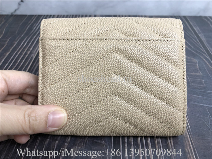 Original Saint Laurent YSL Cassandre Matelasse Small Envelope Wallet Dark Beige