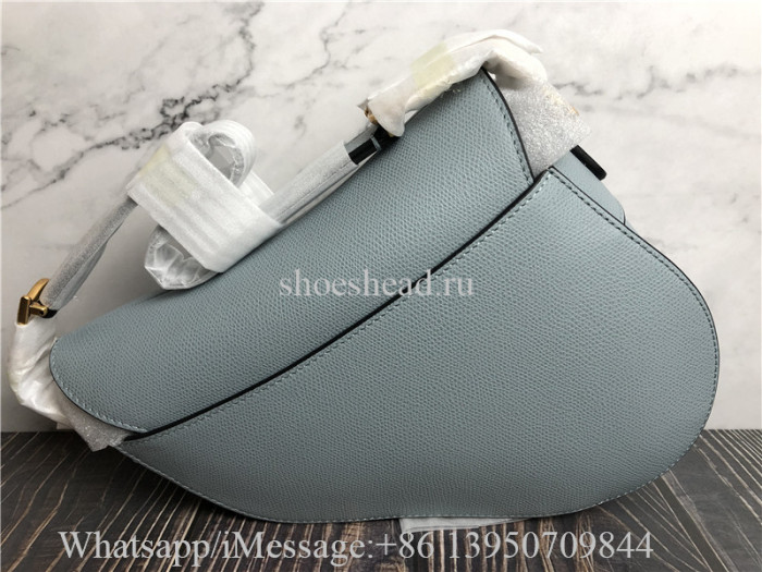 Original Dior Horizon Blue Grained Calfskin Saddle Bag With Strap