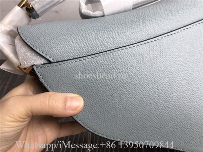 Original Dior Horizon Blue Grained Calfskin Saddle Bag With Strap