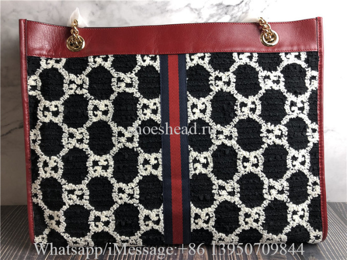 Original Gucci Rajah Large GG Jacquard Tweed Tote Bag