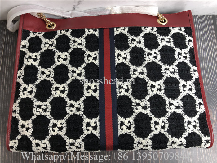 Original Gucci Rajah Large GG Jacquard Tweed Tote Bag
