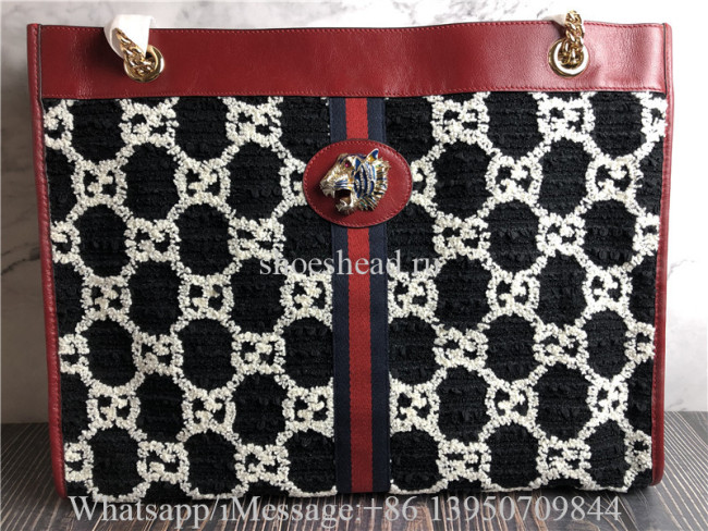 Original Gucci Rajah Large GG Jacquard Tweed Tote Bag