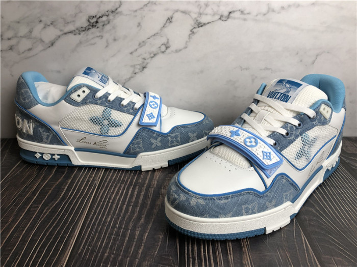 Louis Vuitton Trainer Blue Denim White