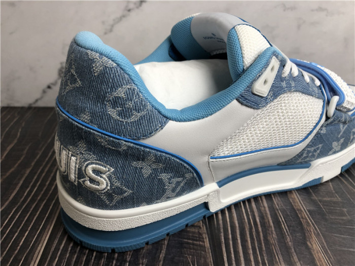 Louis Vuitton Trainer Blue Denim White