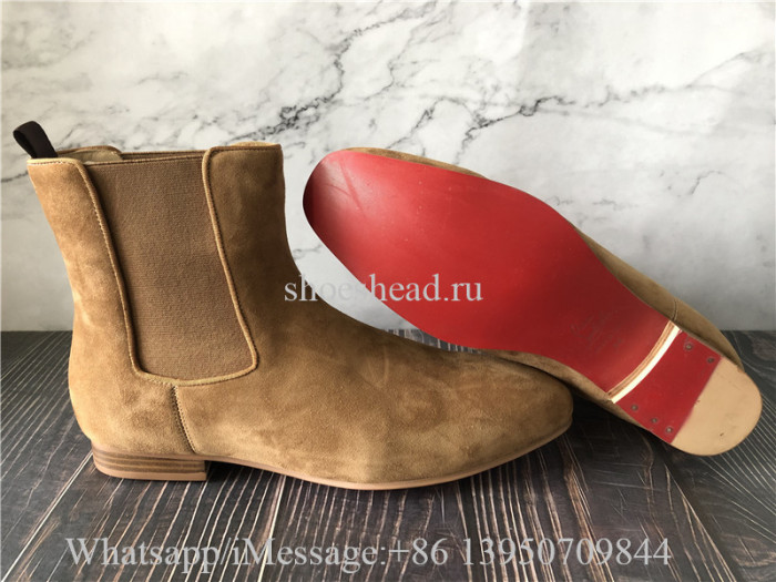 Christian Louboutin High Top Boot Beige Suede