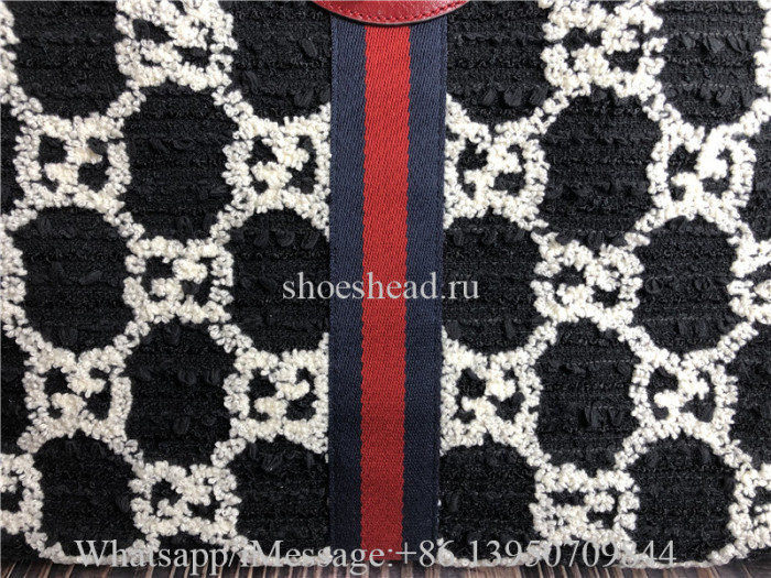 Original Gucci Rajah Large GG Jacquard Tweed Tote Bag