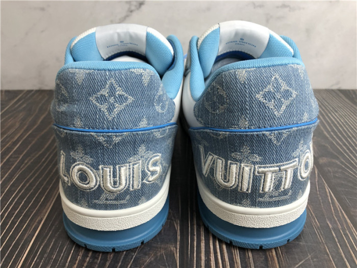 Louis Vuitton Trainer Blue Denim White
