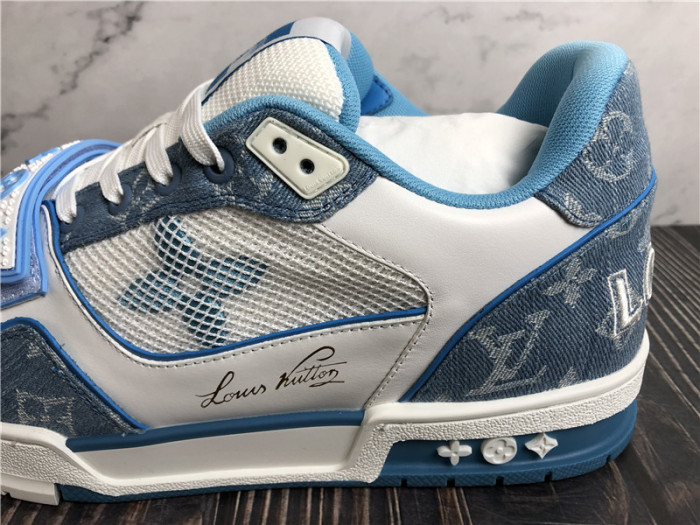 Louis Vuitton Trainer Blue Denim White