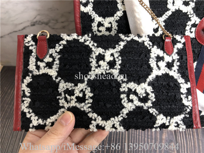 Original Gucci Rajah Large GG Jacquard Tweed Tote Bag