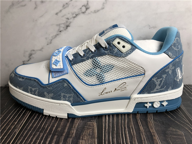 Louis Vuitton Trainer Blue Denim White