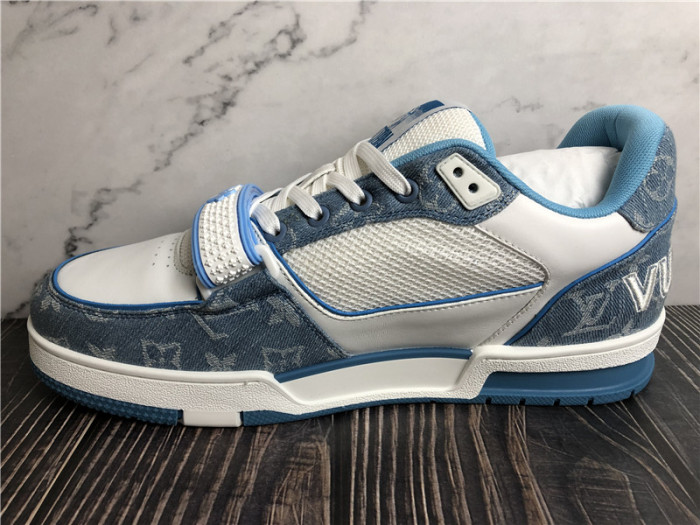 Louis Vuitton Trainer Blue Denim White