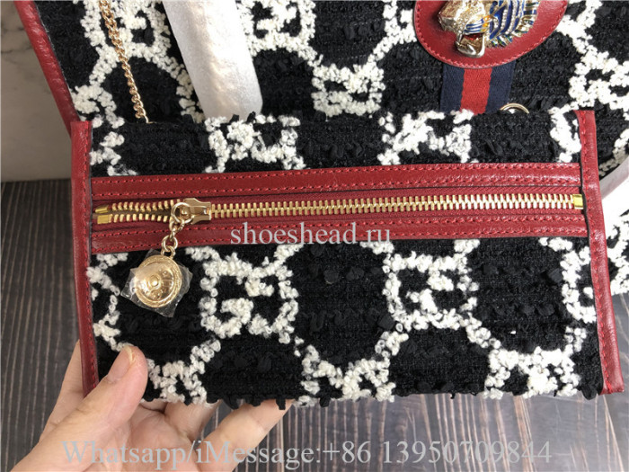 Original Gucci Rajah Large GG Jacquard Tweed Tote Bag