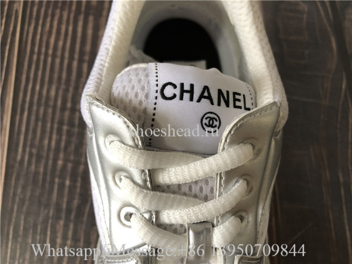 Chanel Low Top Trianer CC Siliver White
