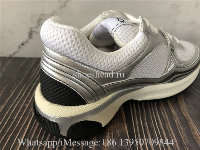 Chanel Low Top Trianer CC Siliver White