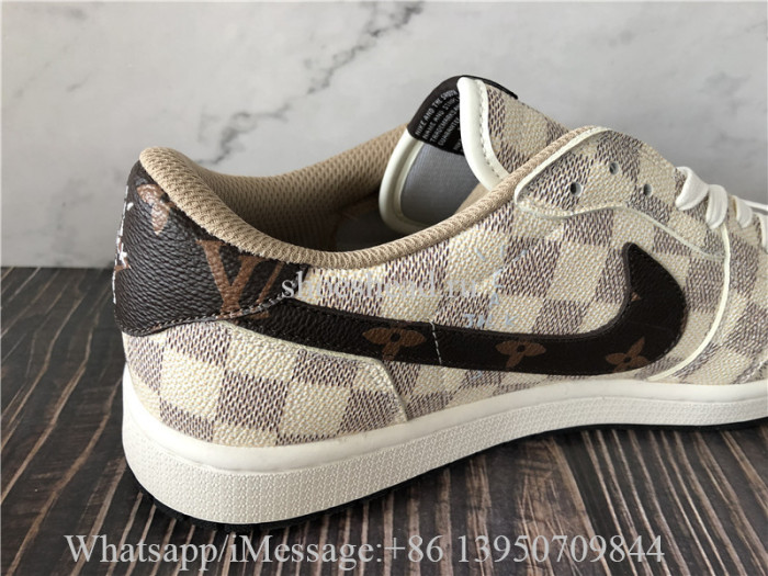 Travis Scott x Air Jordan 1 Retro Low Louis Vuitton White Damier