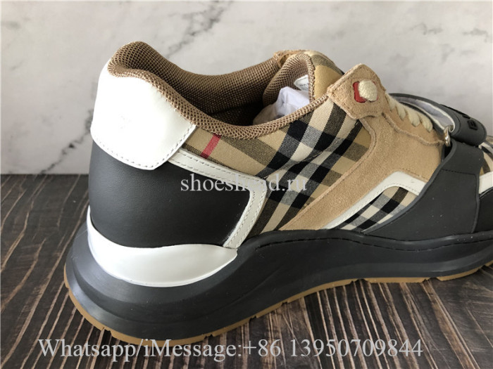 Burberry Vintage Check Suede and Leather Sneakers Grey Archive Beige