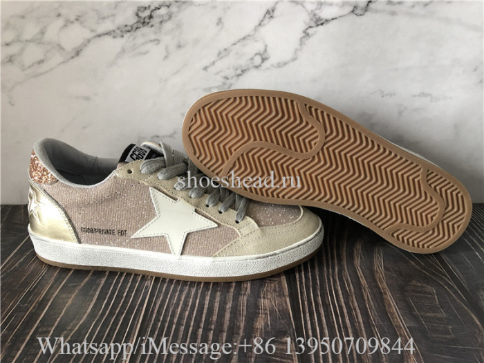 Golden Goose Ballstar Low Top Sneaker Natural Gold Grey