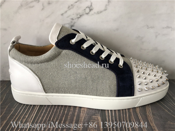 Christian Louboutin Flat Low Top Sneaker Blue Grey White