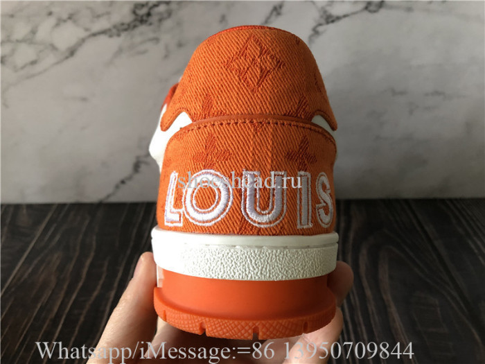 Louis Vuitton Trainer Orange Denim White