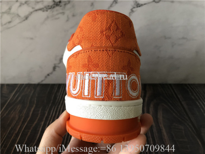 Louis Vuitton Trainer Orange Denim White