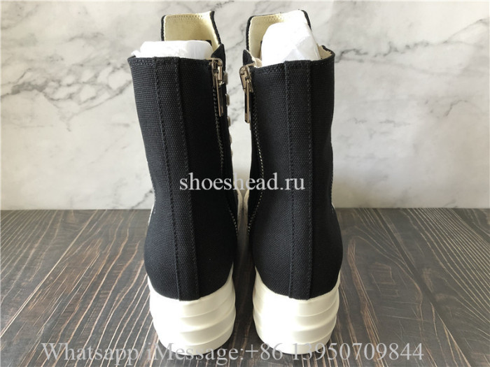 Rick Owens Black White Canvas High Boots
