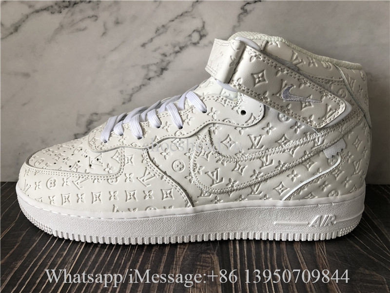 Off White x Nike Air Force 1 Mid Louis Vuitton Triple White