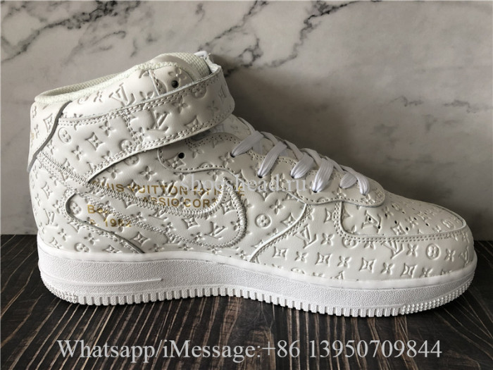 Off White x Nike Air Force 1 Mid Louis Vuitton Triple White