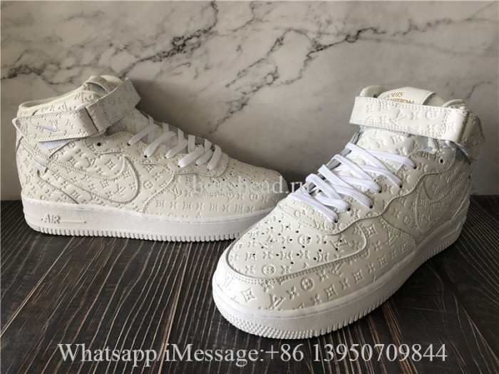 Off White x Nike Air Force 1 Mid Louis Vuitton Triple White