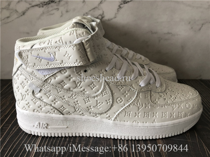 Off White x Nike Air Force 1 Mid Louis Vuitton Triple White