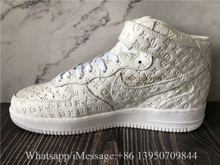 Off White x Nike Air Force 1 Mid Louis Vuitton Triple White