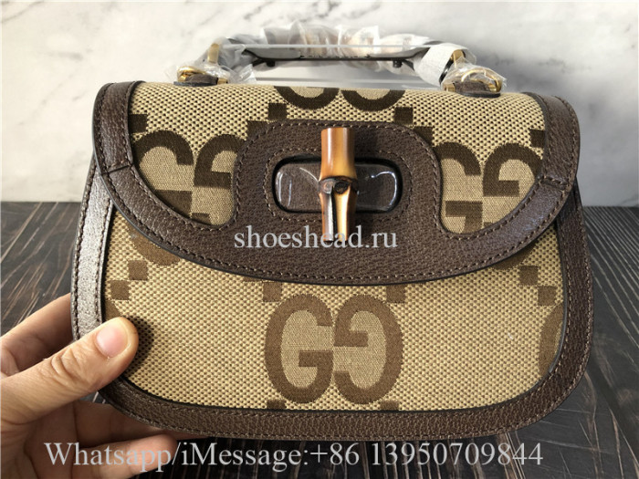 Original Gucci Bamboo 1947 Jumbo GG Small Top Handle Bag