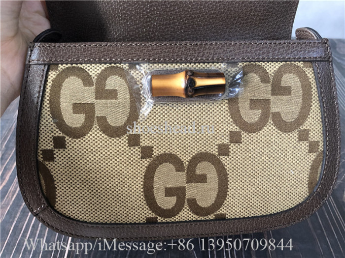 Original Gucci Bamboo 1947 Jumbo GG Small Top Handle Bag
