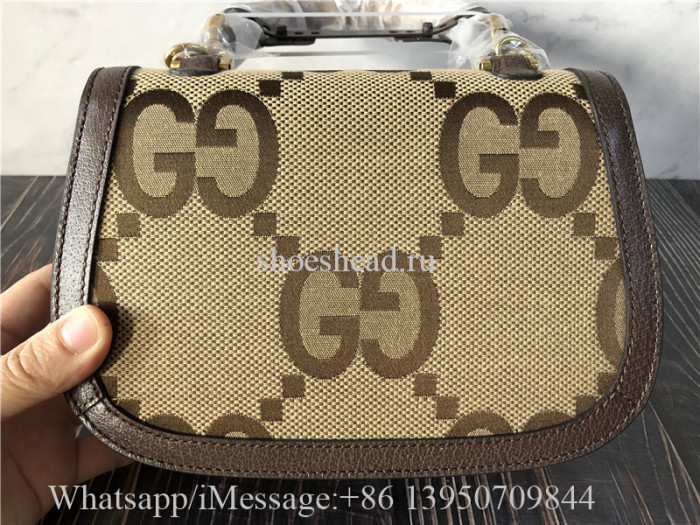 Original Gucci Bamboo 1947 Jumbo GG Small Top Handle Bag