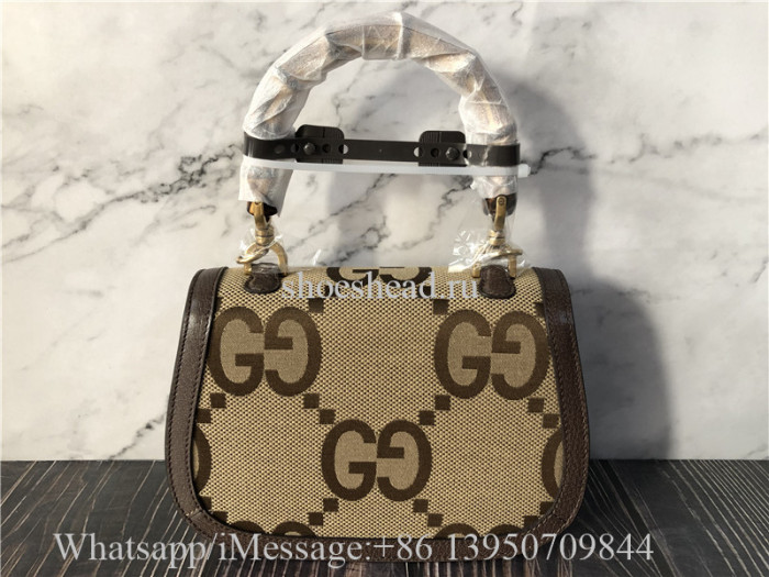 Original Gucci Bamboo 1947 Jumbo GG Small Top Handle Bag