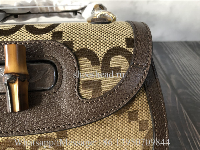 Original Gucci Bamboo 1947 Jumbo GG Small Top Handle Bag