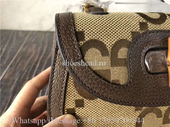Original Gucci Bamboo 1947 Jumbo GG Small Top Handle Bag