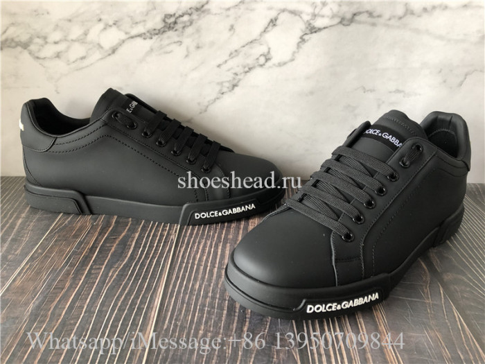 Super Quality Dolce & Gabbana Black Calfskin Nappa Portofino Sneakers