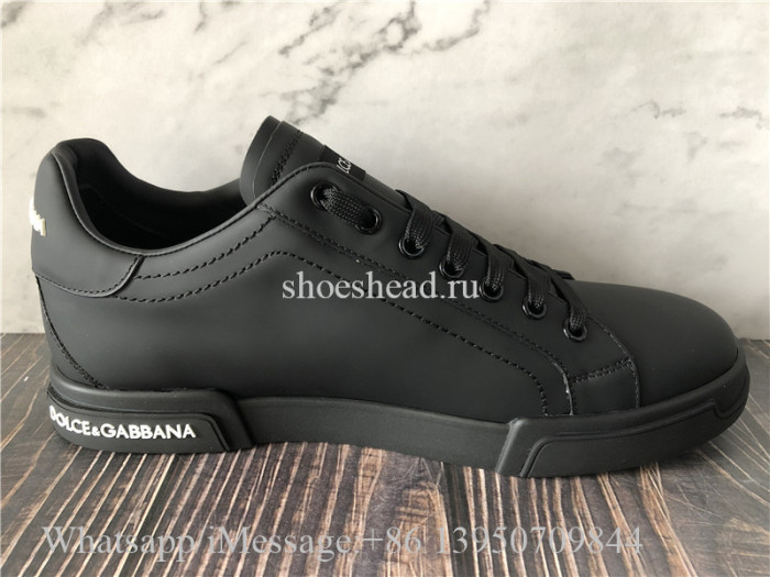Super Quality Dolce & Gabbana Black Calfskin Nappa Portofino Sneakers
