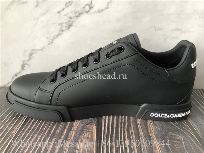 Super Quality Dolce & Gabbana Black Calfskin Nappa Portofino Sneakers