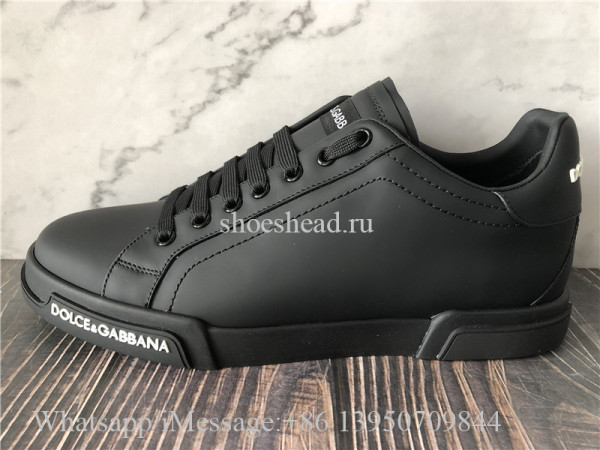 Super Quality Dolce & Gabbana Black Calfskin Nappa Portofino Sneakers