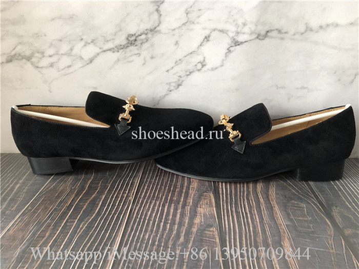 Christian Louboutin Equiswing Loafers Velvet Black