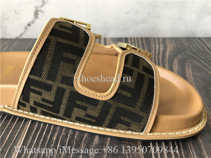 Fendi FF Jacquard Dual Buckle Slide Sandals