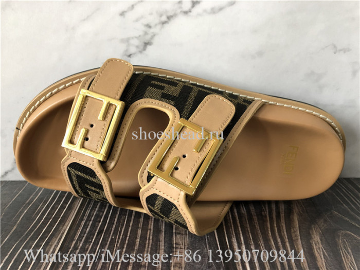Fendi FF Jacquard Dual Buckle Slide Sandals