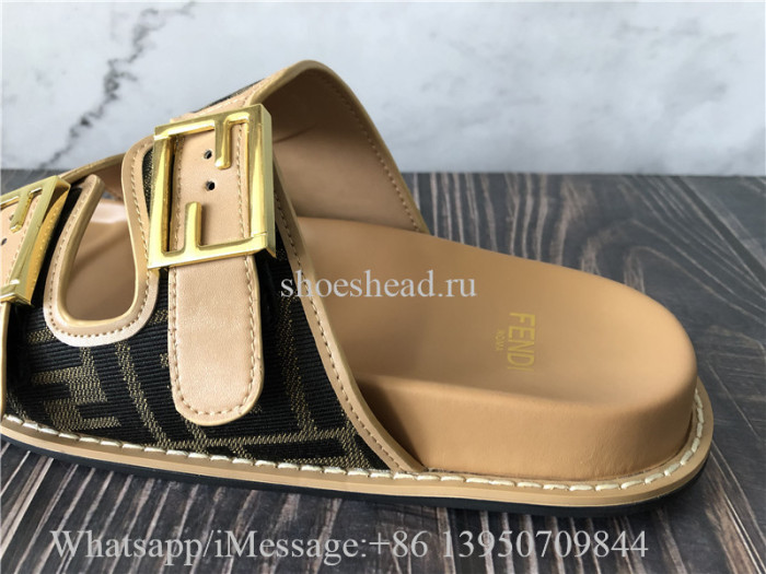 Fendi FF Jacquard Dual Buckle Slide Sandals