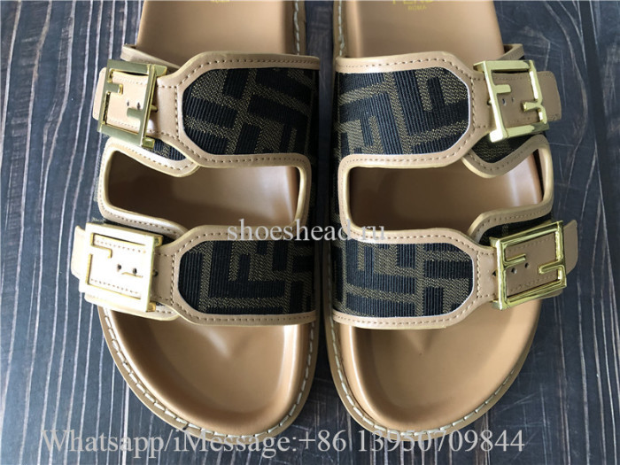 Fendi FF Jacquard Dual Buckle Slide Sandals