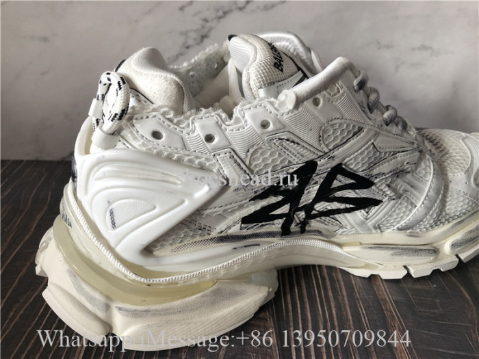Balenciaga Runner Graffiti Sneaker In White And Black Mesh And Nylon