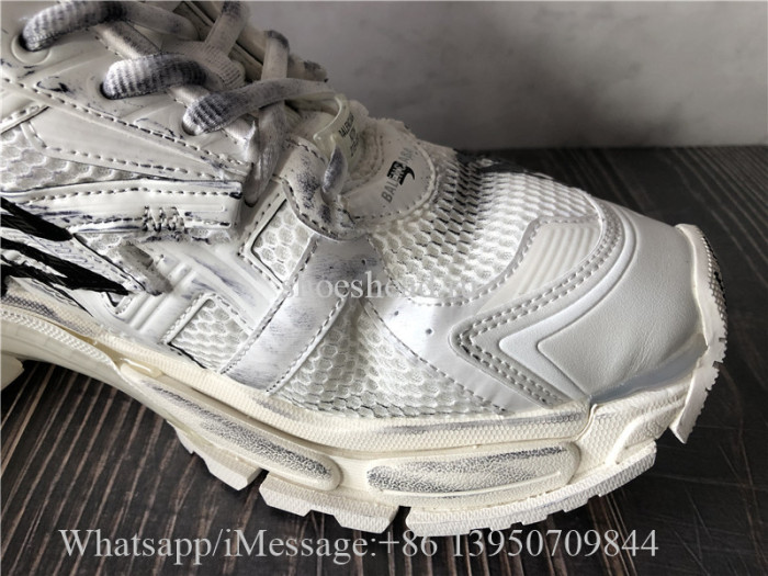 Balenciaga Runner Graffiti Sneaker In White And Black Mesh And Nylon