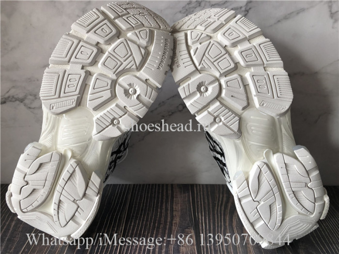 Balenciaga Runner Graffiti Sneaker In White And Black Mesh And Nylon