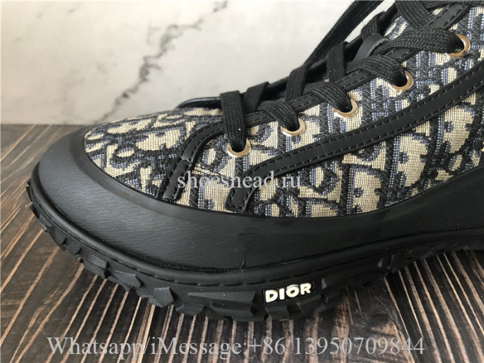 Dior Essentials Diorizon Ankle Boot Beige Black Dior Oblique Jacquard and Black Rubber